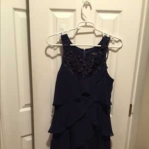 Embellished Neckline MultiTiered ChiffonShiftDress